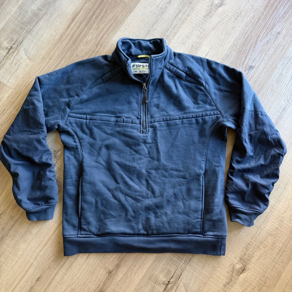 First Tactical Mens Navy Blue Quarter Zip Fleece Pullover Sweatshirt Size L REG